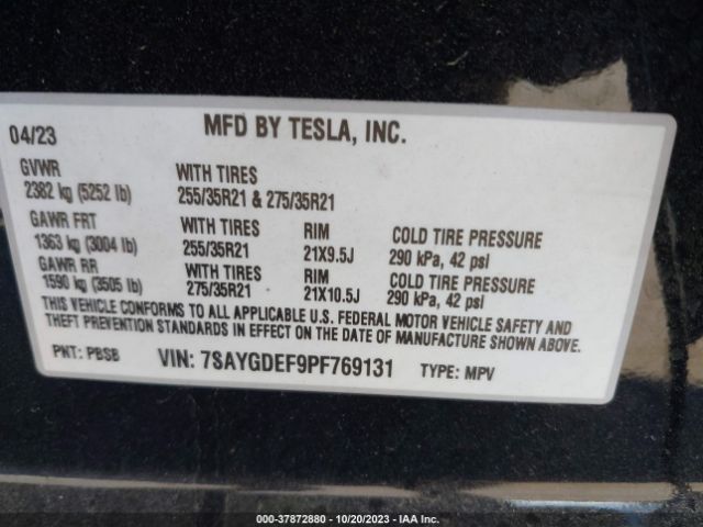 7SAYGDEF9PF769131 Tesla Model Y Performance