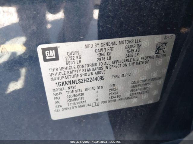 1GKKNNLS2HZ244099 GMC Acadia Slt-2