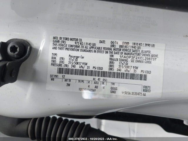 Ford FOCUS SE 2014 1FADP3F2XEL298737 Image 9