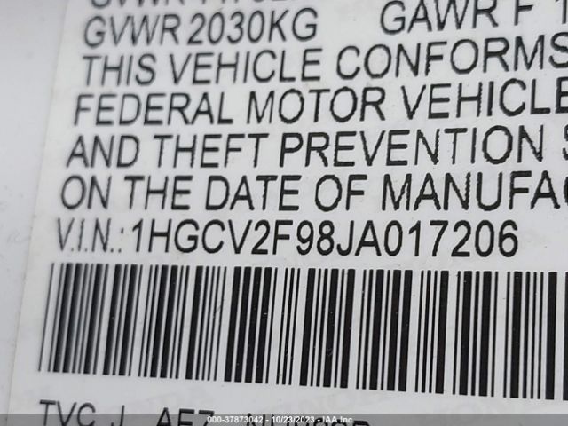 1HGCV2F98JA017206 Honda Accord Sedan Touring 2.0t