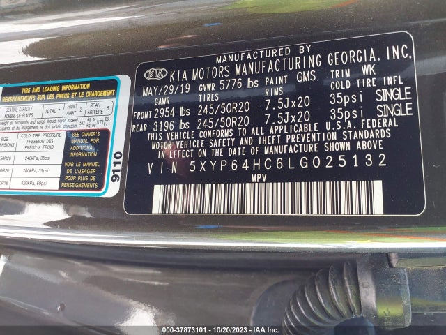 2020 KIA TELLURIDE S VIN: 5XYP64HC6LG025132