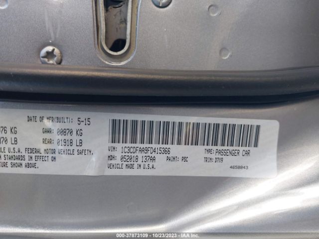 1C3CDFAA9FD415366 Dodge DART SE