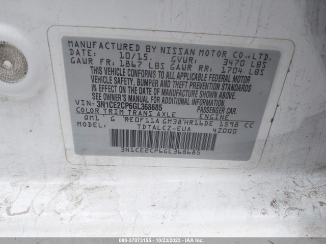 Nissan Versa Note S Plus/sv/sr/s (sr)/sl 2016 3N1CE2CP6GL368685 Image 9