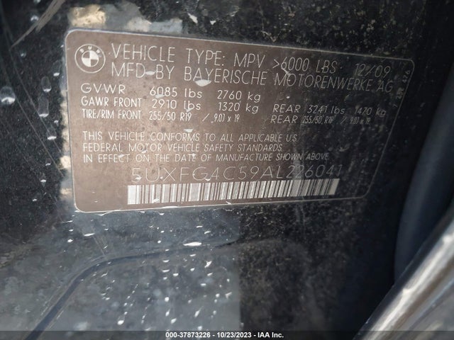 2010 BMW X6 XDRIVE35I VIN: 5UXFG4C59AL226041