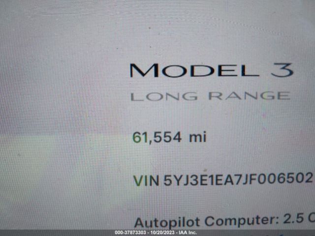 5YJ3E1EA7JF006502 Tesla Model 3 Range Battery