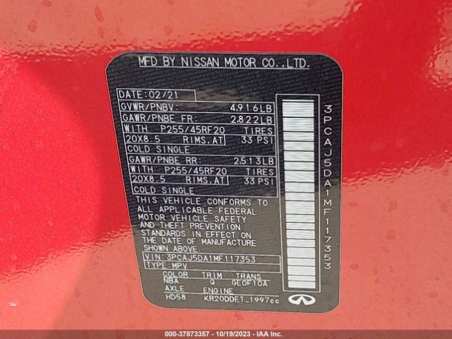 2021 INFINITI QX50 3PCAJ5DA1MF117353 Photo 8