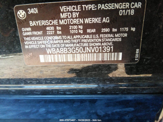 WBA8B3G50JNV01391 BMW 340i