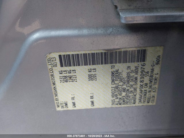 2013 NISSAN MAXIMA 3.5 SV VIN: 1N4AA5AP3DC830976