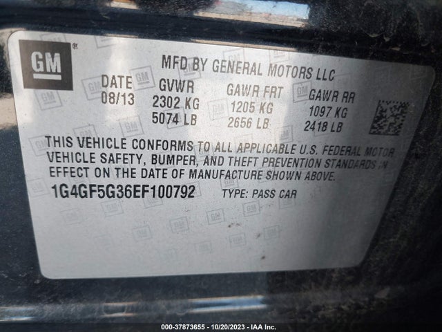 2014 BUICK LACROSSE PREMIUM II GROUP VIN: 1G4GF5G36EF100792