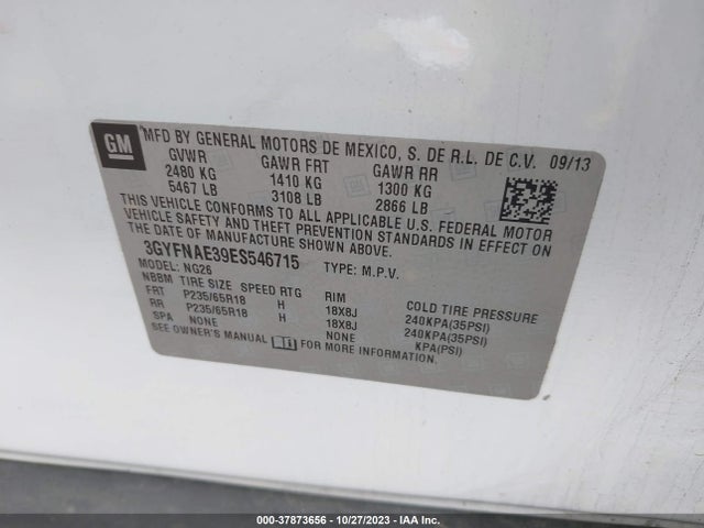 3GYFNAE39ES546715 Cadillac Srx Standard