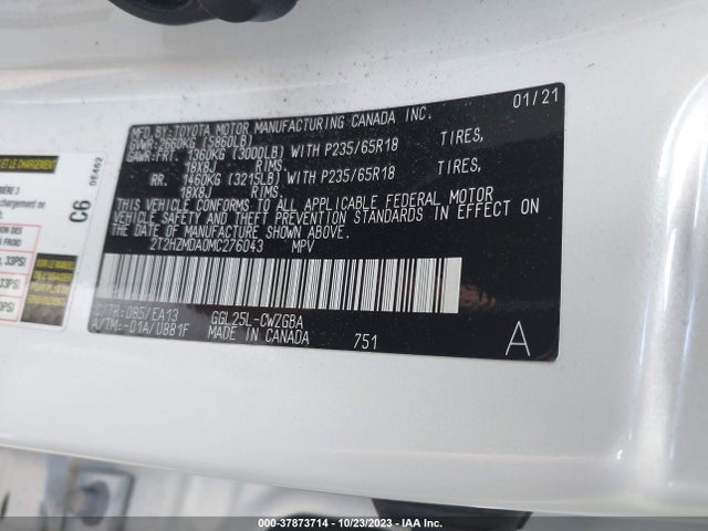 2021 LEXUS RX 350 VIN: 2T2HZMDA0MC276043