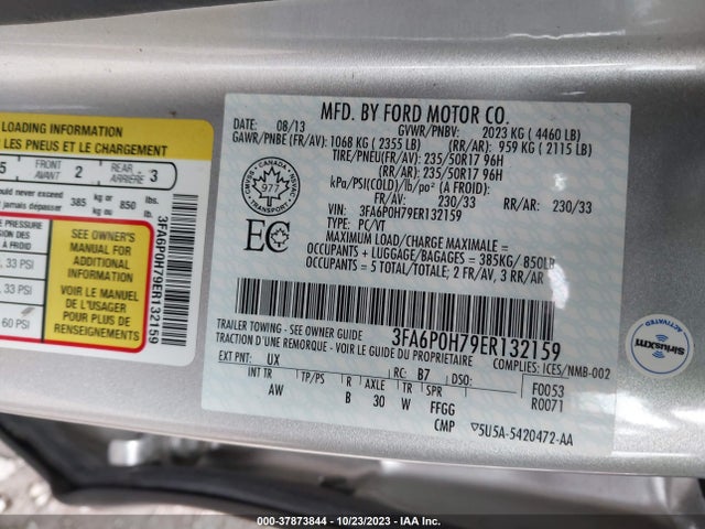 3FA6P0H79ER132159 Ford FUSION SE