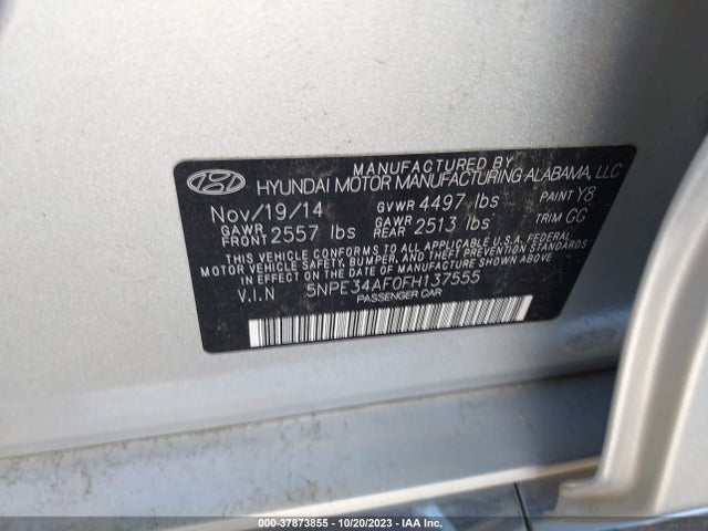 Hyundai Sonata 2.4l Limited 2015 5NPE34AF0FH137555 Image 9