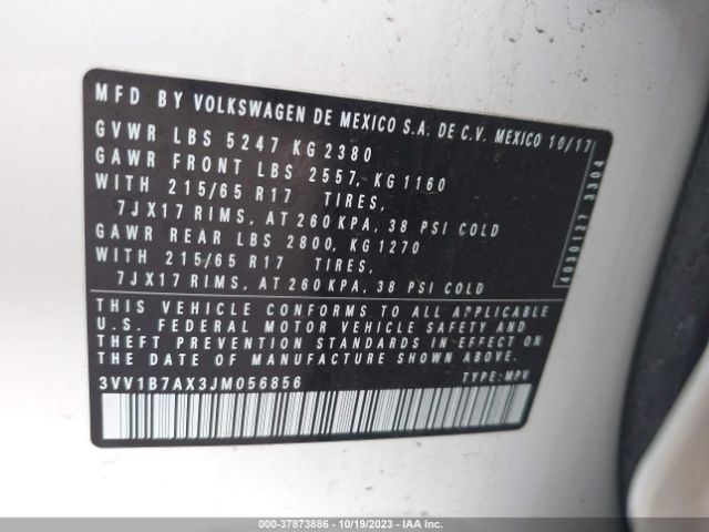 3VV1B7AX3JM056856 Volkswagen Tiguan 2.0t S