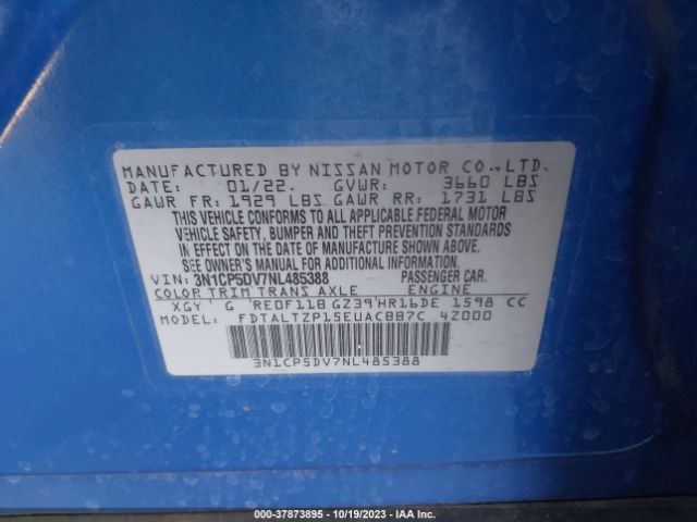 3N1CP5DV7NL485388 Nissan KICKS SR