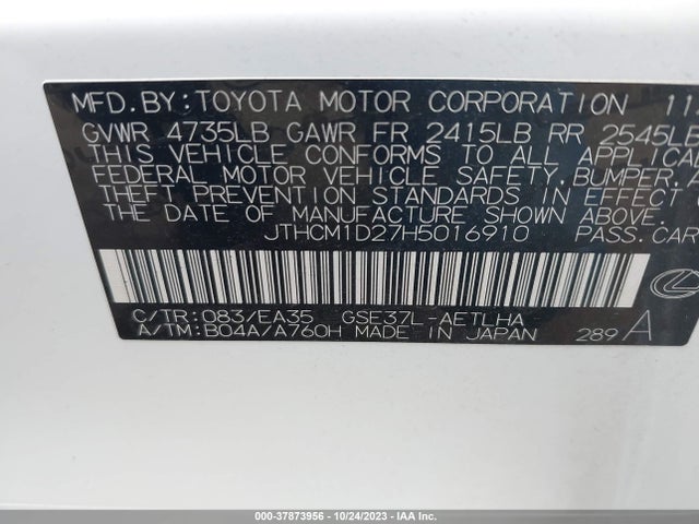 JTHCM1D27H5016910 Lexus Is Is 300 F Sport