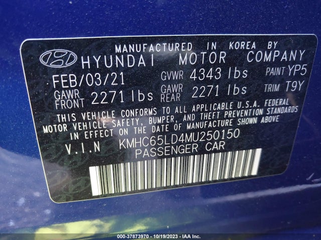 2021 HYUNDAI IONIQ PLUG-IN HYBRID SE VIN: KMHC65LD4MU250150