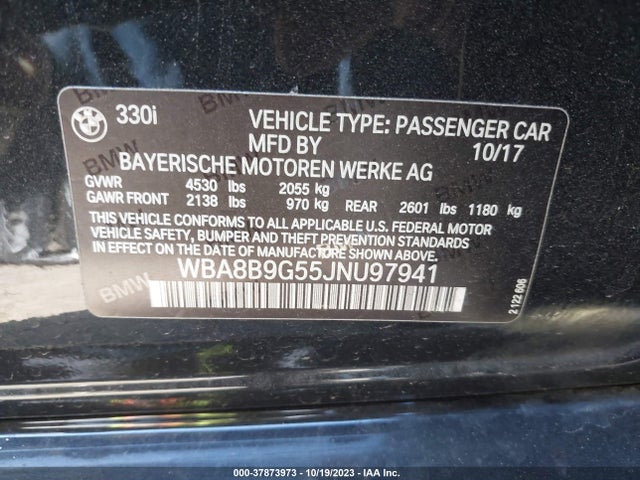 BMW 330I 2018 WBA8B9G55JNU97941 Image 9