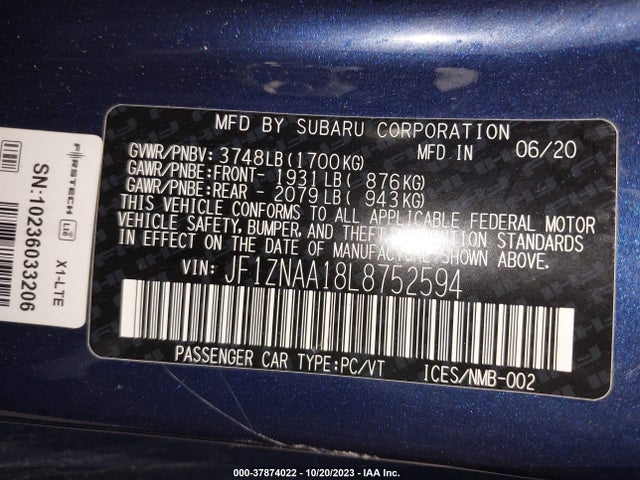 Toyota 86 2020 JF1ZNAA18L8752594 Image 9