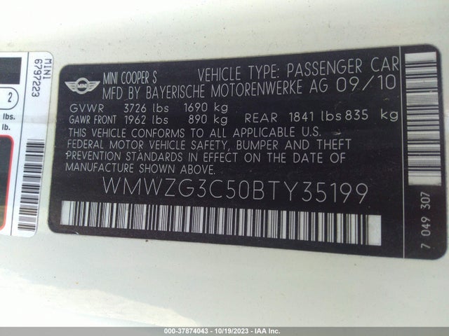 2011 MINI COOPER S CLUBMAN WMWZG3C50BTY35199 Photo 8