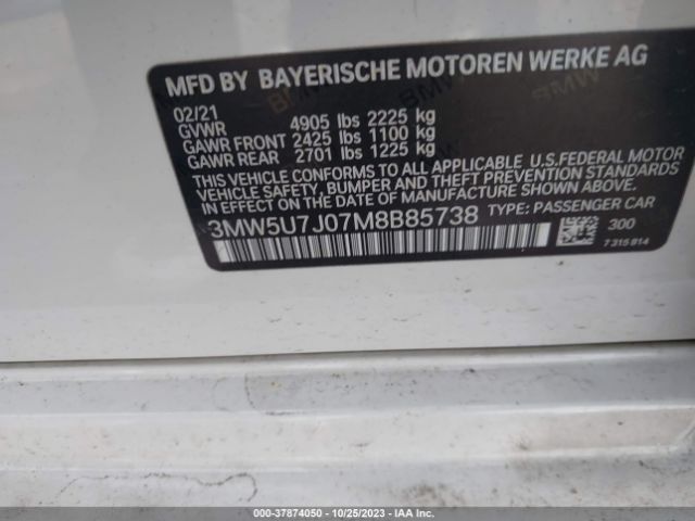 2021 BMW 3 SERIES 3MW5U7J07M8B85738 Photo 8