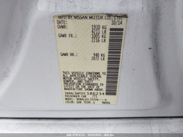 1N4AL3AP1FC186234 Nissan Altima 2.5 S