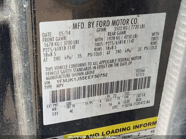 1FMJK1J55EEF50752 Ford Expedition El Xlt