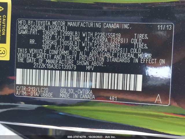 Lexus RX 350 2014 2T2ZK1BA3EC139979 Image 9