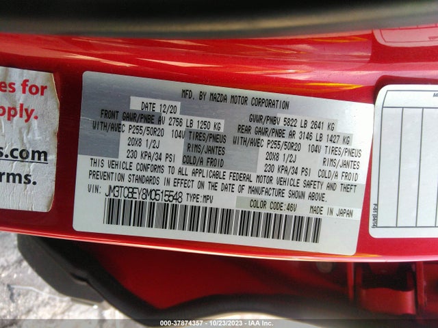 Mazda Cx-9 Signature 2021 JM3TCBEY8M0515548 Image 9
