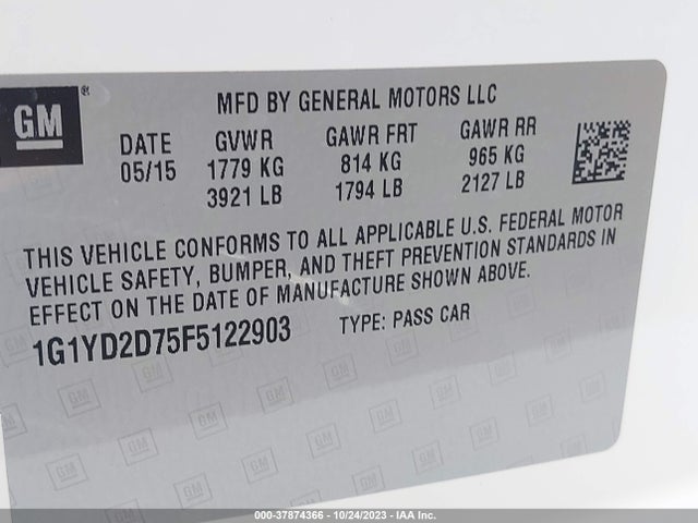 Chevrolet Corvette 2lt 2015 1G1YD2D75F5122903 Image 9