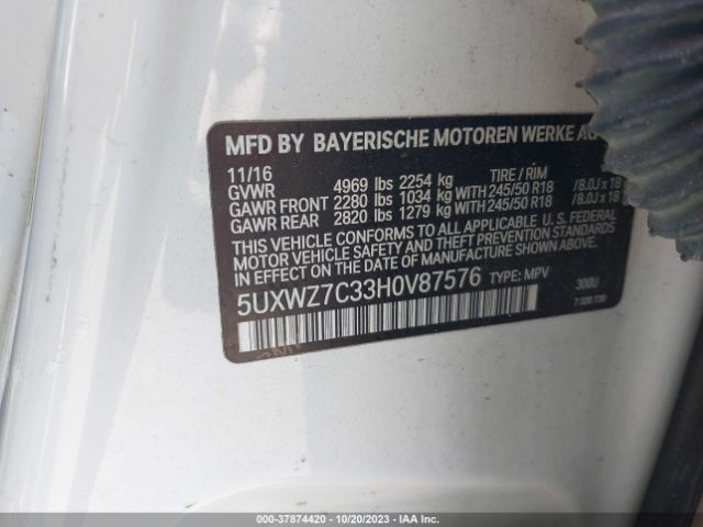 5UXWZ7C33H0V87576 BMW X3 Sdrive28i