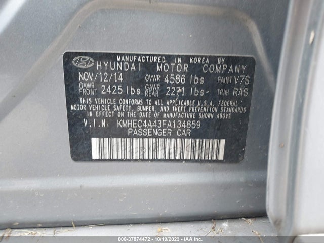 Hyundai SONATA HYBRID 2015 KMHEC4A43FA134859 Image 9