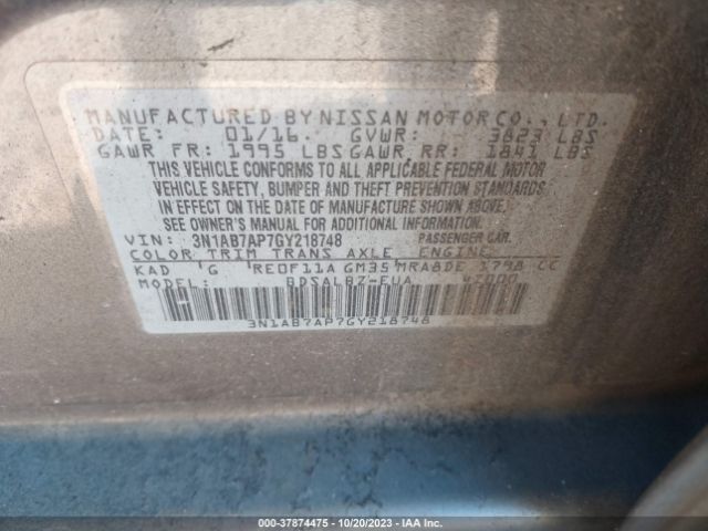 3N1AB7AP7GY218748 Nissan Sentra Sr/sl/s/sv/fe+ S