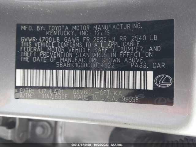 58ABK1GG0GU004522 Lexus ES 350