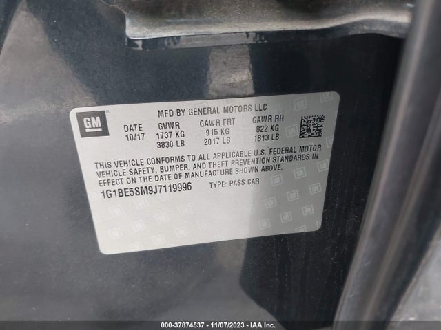 Chevrolet CRUZE LT 2018 1G1BE5SM9J7119996 Image 9
