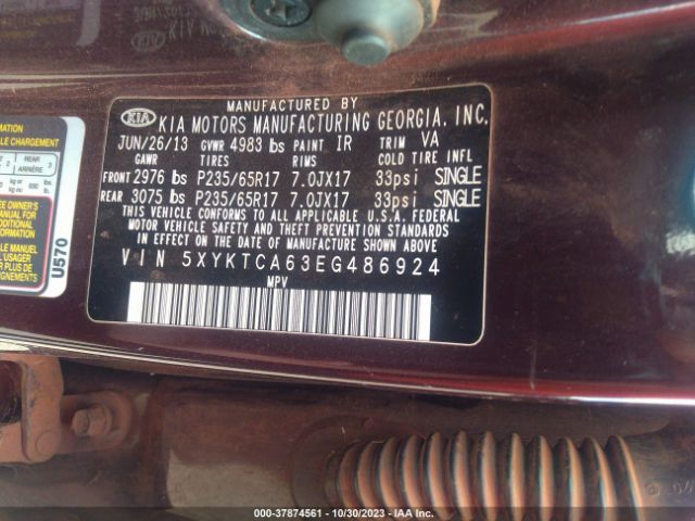 5XYKTCA63EG486924 KIA SORENTO LX