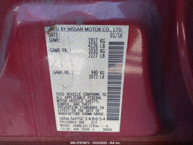 Nissan Altima 2.5 S 2016 1N4AL3AP7GC148654 Image 9
