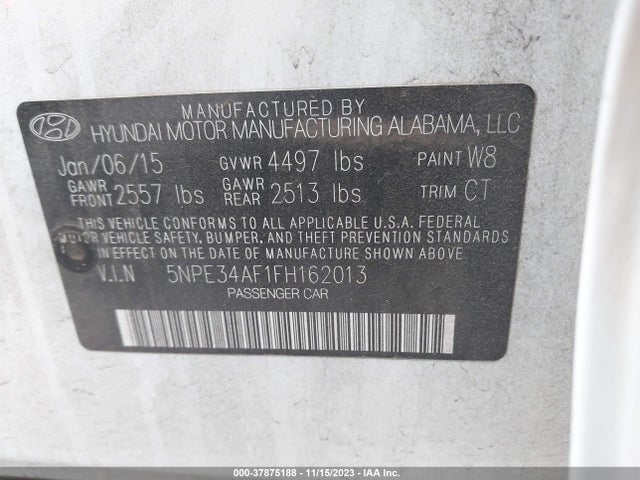 Hyundai Sonata 2.4l Limited 2015 5NPE34AF1FH162013 Image 9