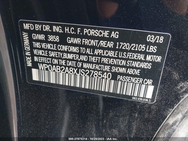 2018 PORSCHE 718 CAYMAN WP0AB2A8XJS278540 Photo 8