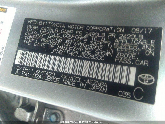 2018 TOYOTA CAMRY JTNB11HK7J3028200 Photo 8