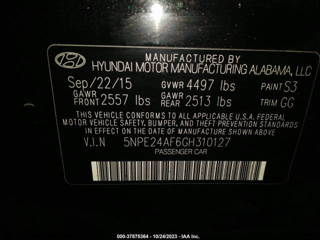 Hyundai Sonata 2.4l Se 2016 5NPE24AF6GH310127 Image 9