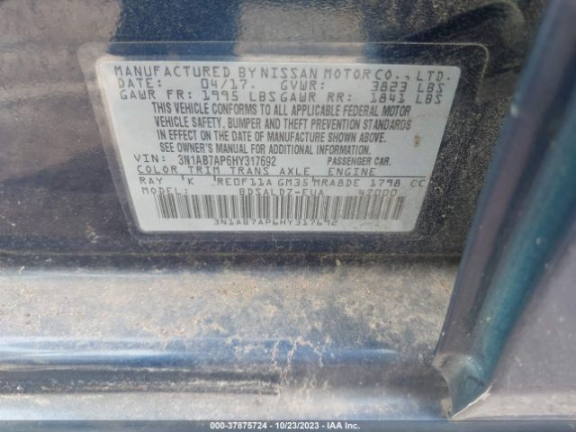 3N1AB7AP6HY317692 Nissan SENTRA SV