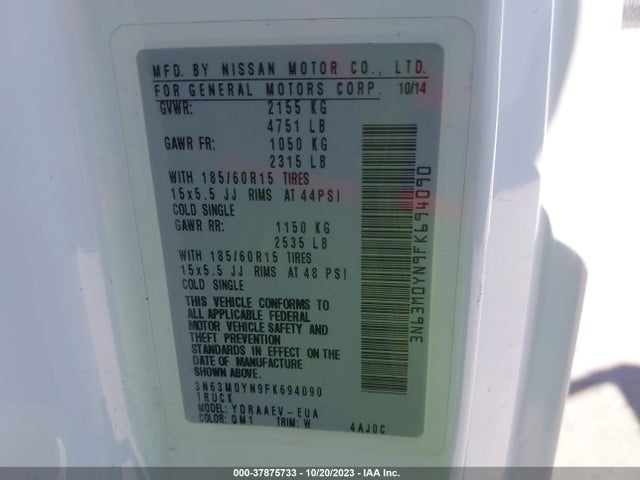 Chevrolet City Express 1ls 2015 3N63M0YN9FK694090 Image 9