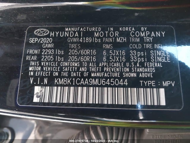 Hyundai Kona Se 2021 KM8K1CAA9MU645044 Image 9