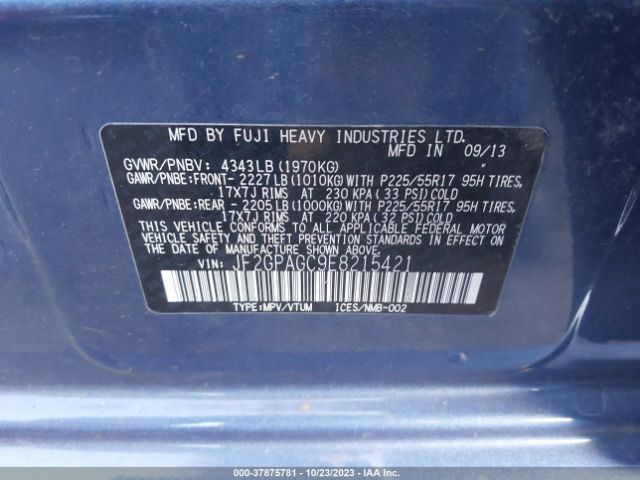 JF2GPAGC9E8215421 Subaru Xv Crosstrek Limited