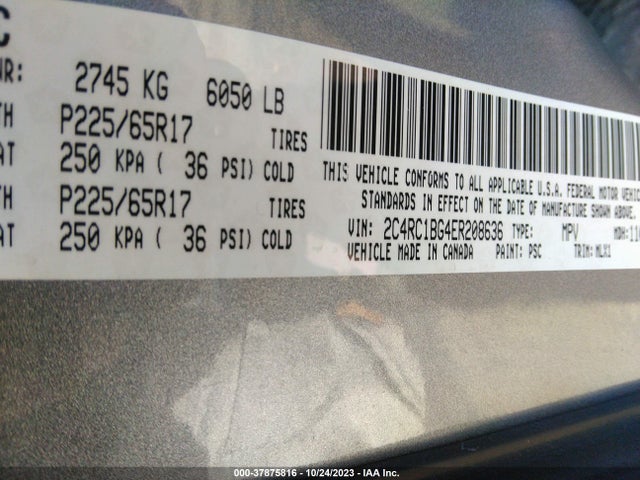2014 CHRYSLER TOWN & COUNTRY TOURING VIN: 2C4RC1BG4ER208636