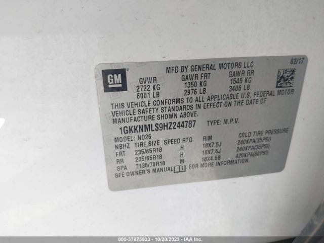 1GKKNMLS9HZ244787 GMC ACADIA SLT