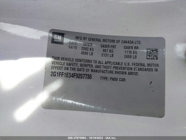 Chevrolet Camaro 2lt 2015 2G1FF1E34F9257736 Image 9