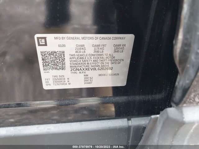 Chevrolet Equinox Premier 2020 2GNAXXEV0L6202692 Image 9