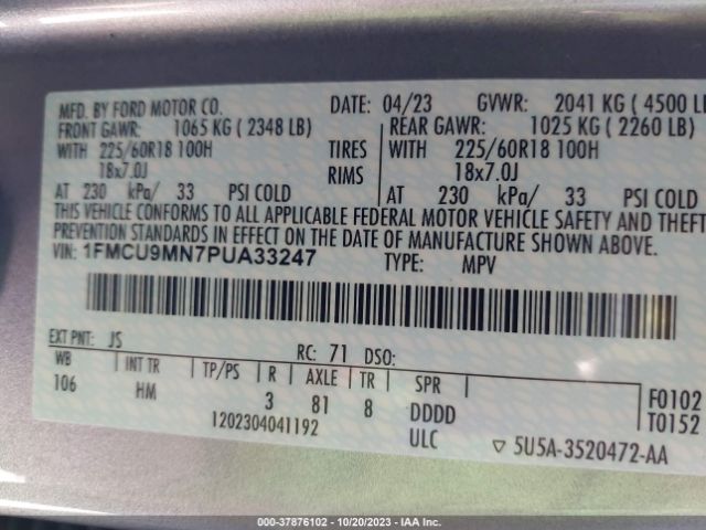 1FMCU9MN7PUA33247 Ford Escape St-line